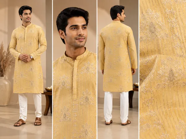 Golden_Yellow_Embroidered_Festive_Kurta_For_Men_Coming_Soon