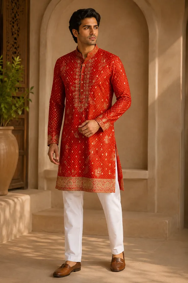 Royal_Red_Gold_Festive_Kurta_For_Men_Coming_Soon