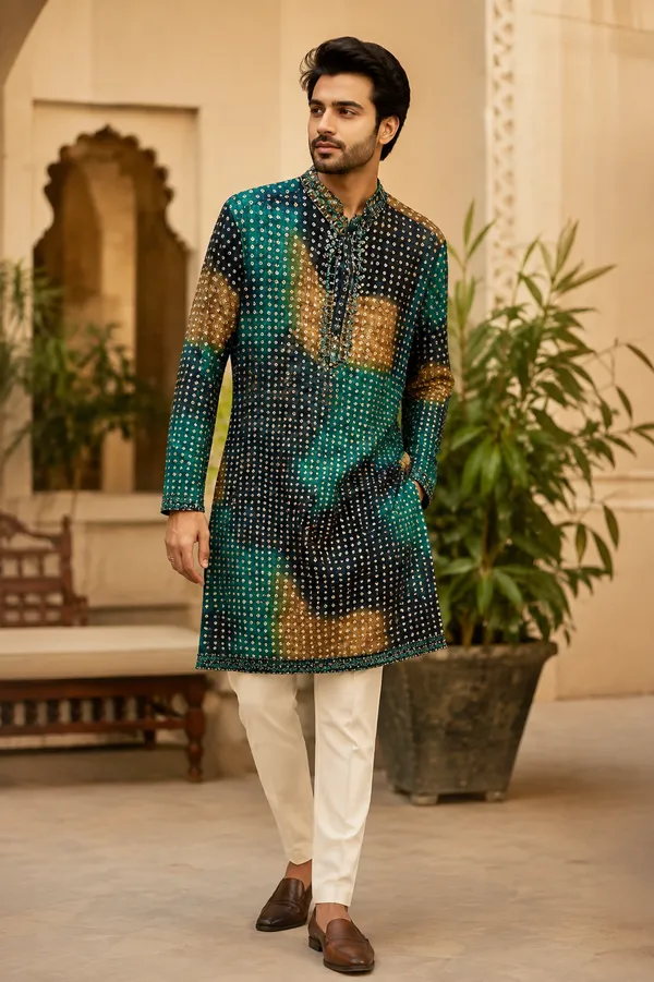 Emerald_Black_Bandhani_Festive_Kurta_For_Men_Coming_Soon