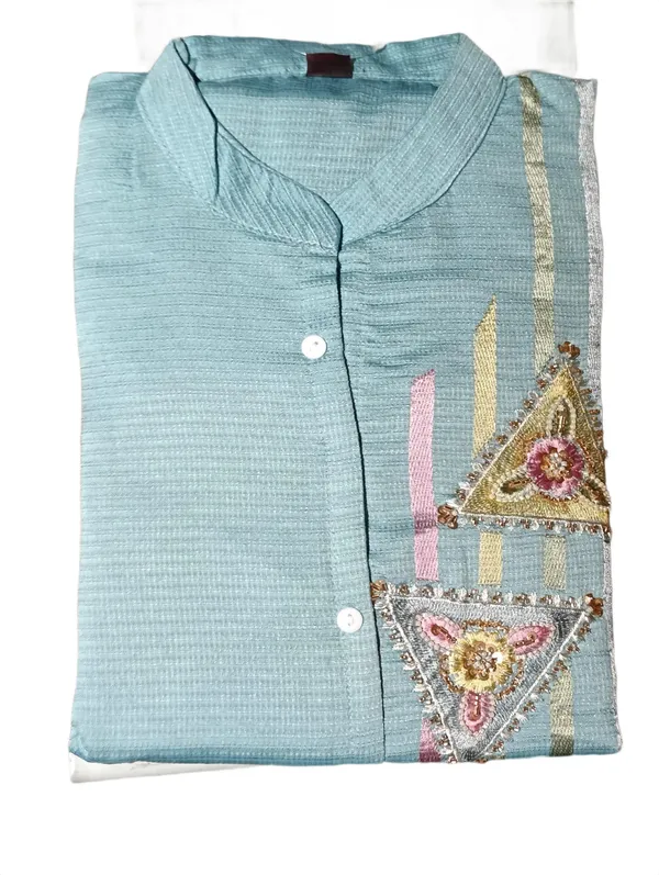 Aqua_Blue_Geometric_Embroidered_Kurta_Pant_Set_Aqua_Teal