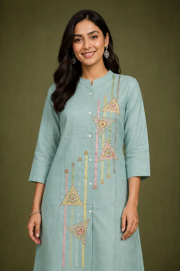 Aqua_Blue_Geometric_Embroidered_Kurta_Pant_Set_Aqua_Teal