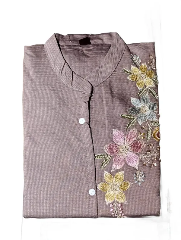Mocha_Brown_Floral_Embroidered_Kurta_Pant_Set_Cocoa_Brown