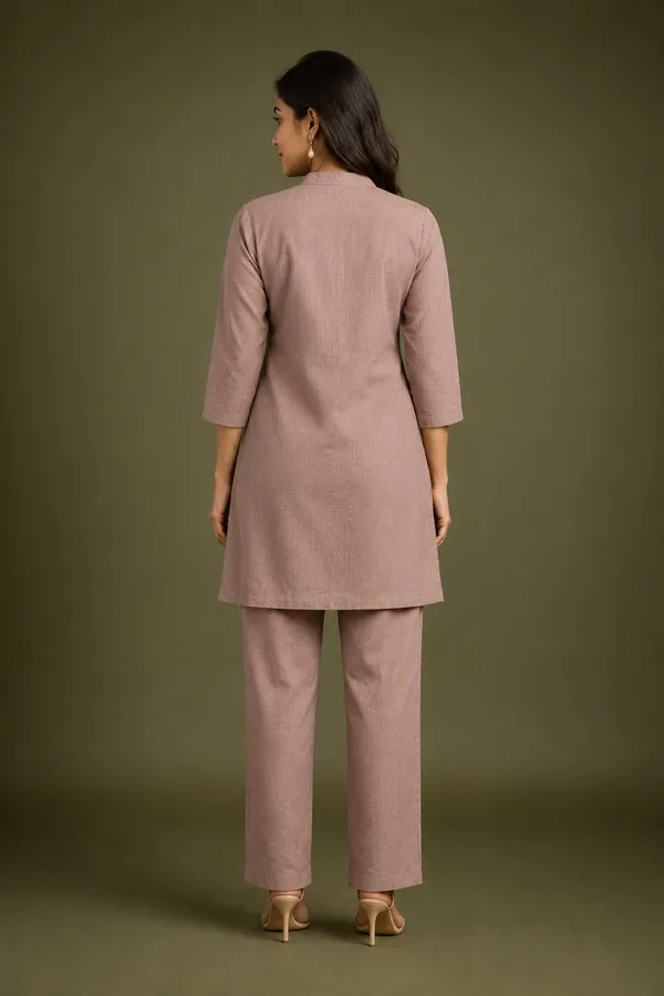 Mocha_Brown_Floral_Embroidered_Kurta_Pant_Set_Cocoa_Brown