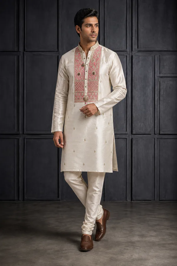 Ivory_Kurta_With_Pink_Embroidered_Statement_Panel_Coming_Soon