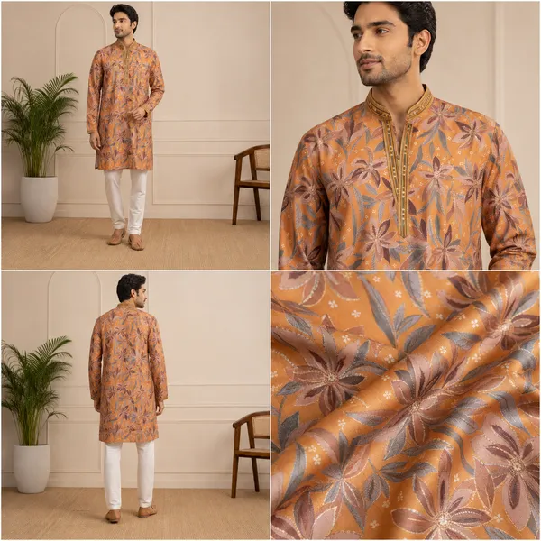 Rust_Orange_Floral_Printed_Festive_Kurta_Set_Coming_Soon