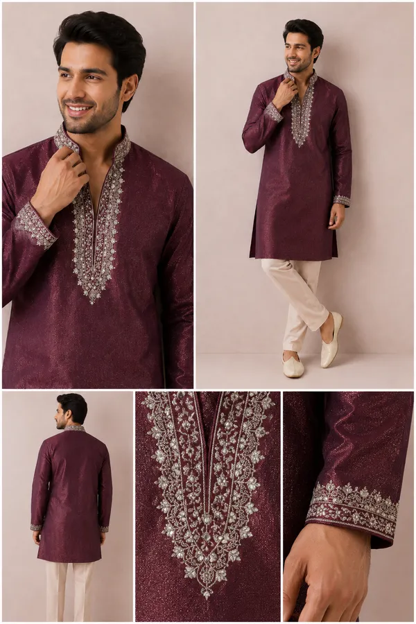 Wine_Maroon_Embroidered_Festive_Kurta_Set_Coming_Soon