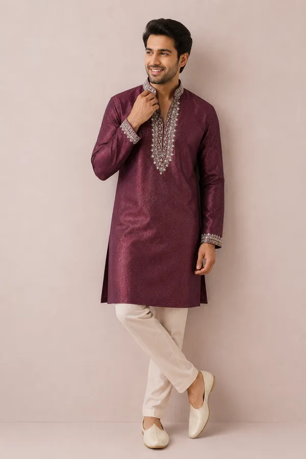 Wine_Maroon_Embroidered_Festive_Kurta_Set_Coming_Soon