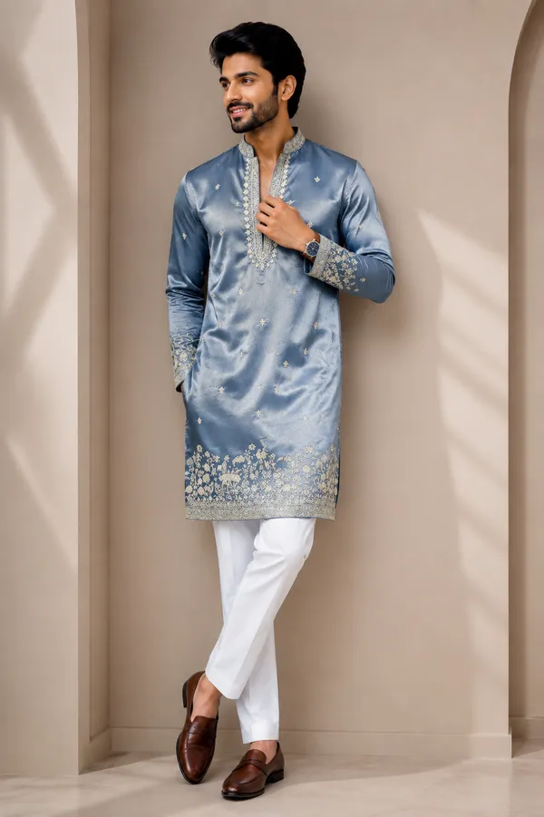 Steel_Blue_Embroidered_Festive_Kurta_Set_Coming_Soon