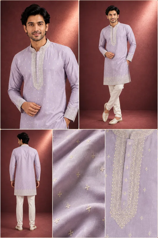 Lavender_Embroidered_Festive_Kurta_Pajama_Set_Default_Title