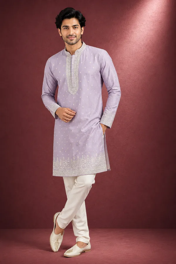Lavender_Embroidered_Festive_Kurta_Pajama_Set_Default_Title
