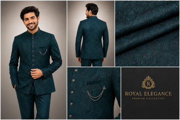 Teal_Jacquard_Indo_Western_Jodhpuri_Suit_For_Men_Coming_Soon