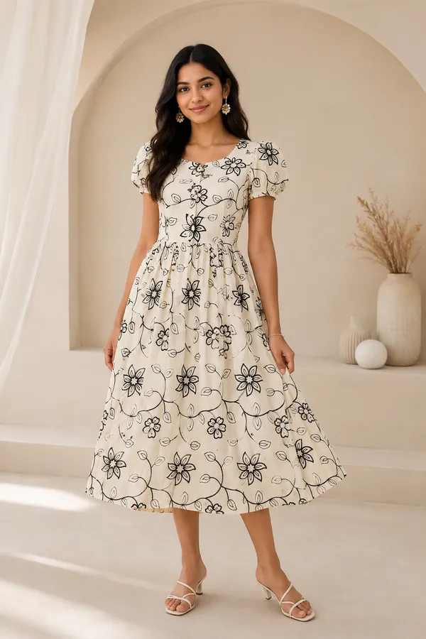 Women_S_Beige_Embroidered_Flared_Midi_Dress_With_3_4_Sleeves_White
