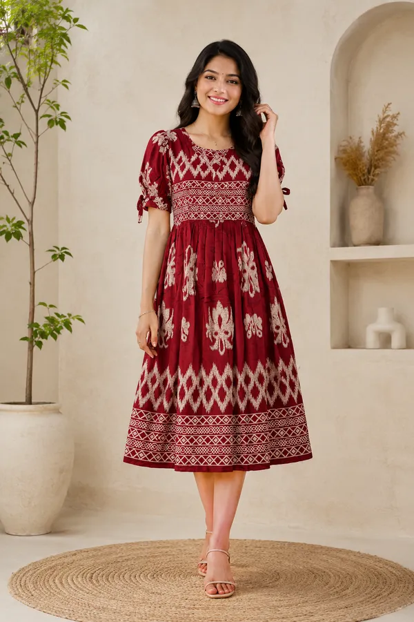 Women_S_Maroon_Ethnic_Printed_Flared_Midi_Dress_Maroon