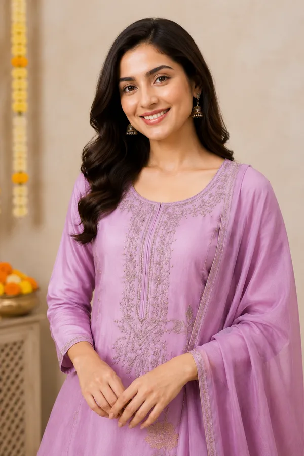Lavender_Embroidered_Kurta_Pant_Dupatta_Set_Lavender