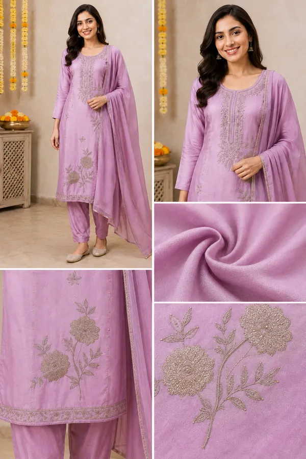 Lavender_Embroidered_Kurta_Pant_Dupatta_Set_Lavender