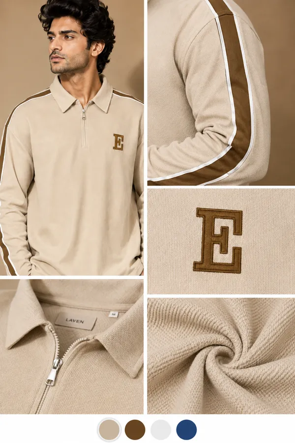 Men_S_Beige_Half_Zip_Sweatshirt_With_Side_Stripes_Begie