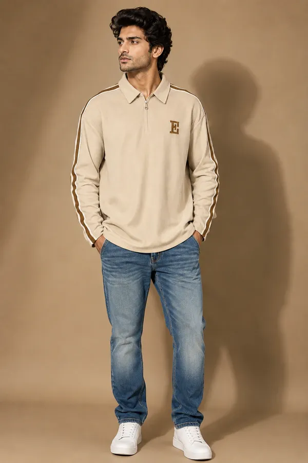 Men_S_Beige_Half_Zip_Sweatshirt_With_Side_Stripes_Begie