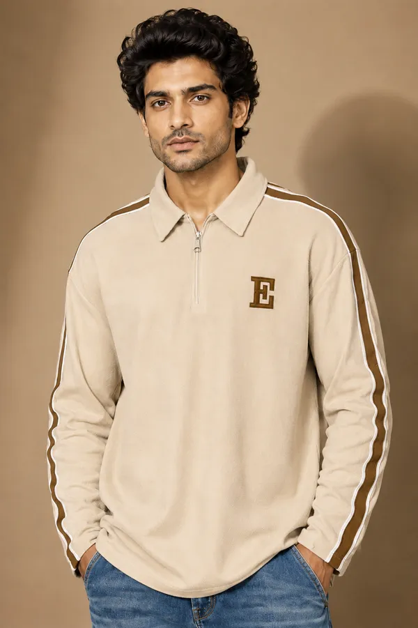 Men_S_Beige_Half_Zip_Sweatshirt_With_Side_Stripes_Begie