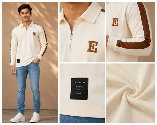Men_S_Off_White_Half_Zip_Polo_T_Shirt_With_Contrast_Sleeve_Stripes_White