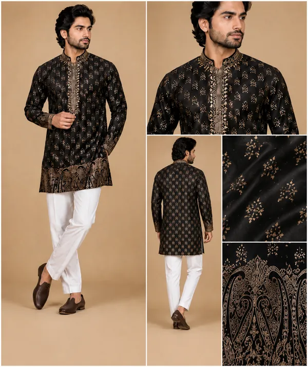 Men_S_Black_Gold_Embroidered_Festive_Kurta_Coming_Soon