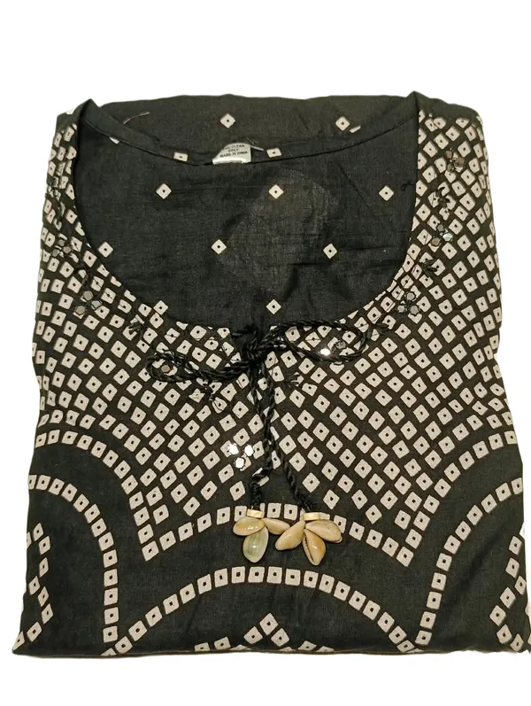 Women_S_Black_White_Bandhani_Print_Kurti_Pant_Dupatta_Set_Black