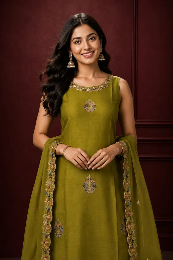 Women_S_Olive_Green_Embroidered_Kurti_Pant_Dupatta_Set_Olive_Green