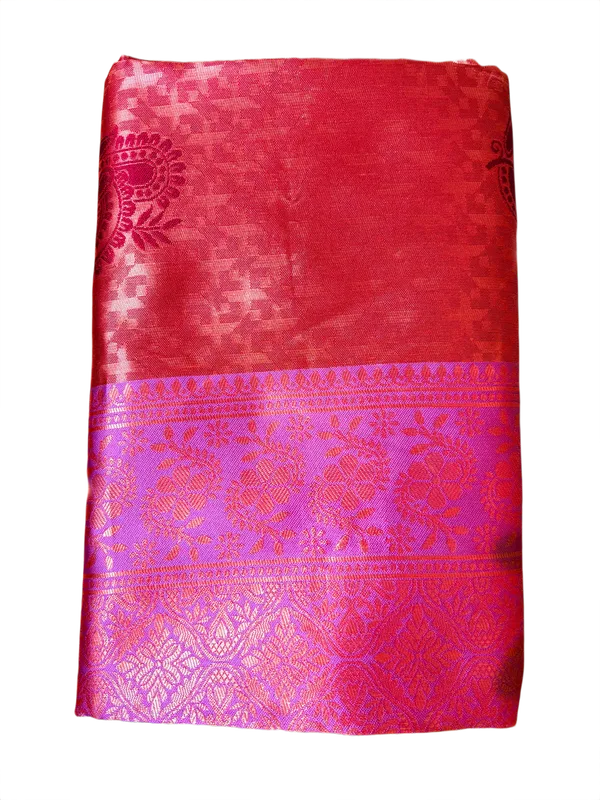 Coral_Pink_Banarasi_Silk_Saree_With_Purple_Zari_Border_Pink