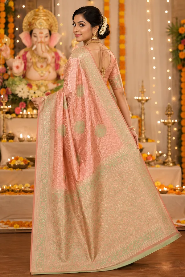 Rust_Orange_Mint_Green_Saree_With_Rich_Zari_Pallu_Rust_Orange