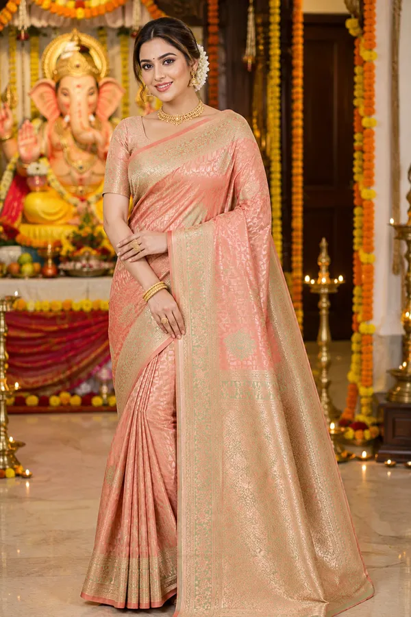 Rust_Orange_Mint_Green_Saree_With_Rich_Zari_Pallu_Rust_Orange