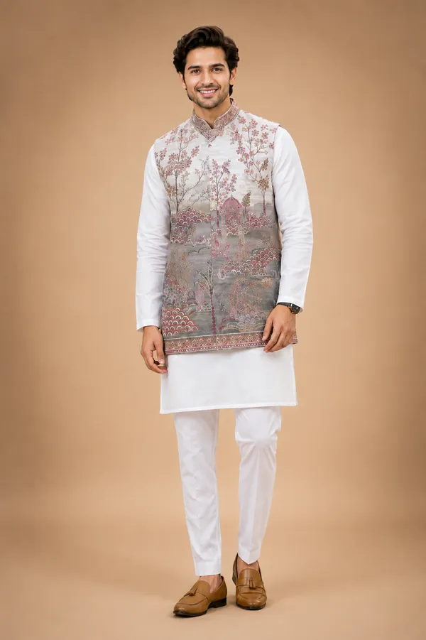 Premium_Printed_Nehru_Jacket_With_White_Kurta_Pajama_Set_Coming_Soon