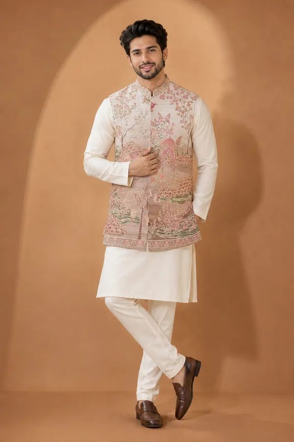 Elegant_Floral_Printed_Nehru_Jacket_Kurta_Set_Coming_Soon