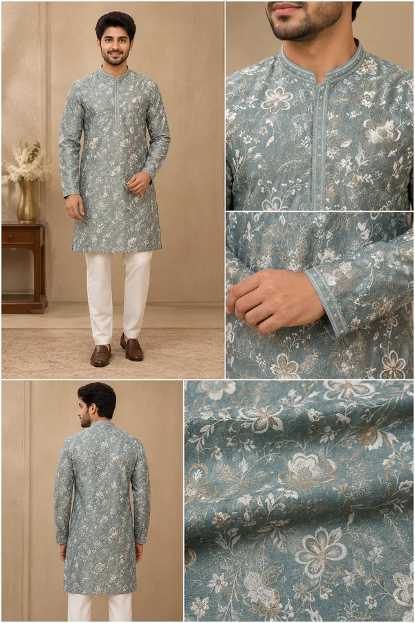 Sage_Blue_Floral_Jacquard_Kurta_Set_Coming_Soon