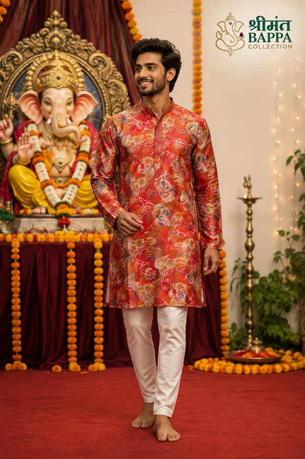 Orange_Floral_Festive_Only_Kurta