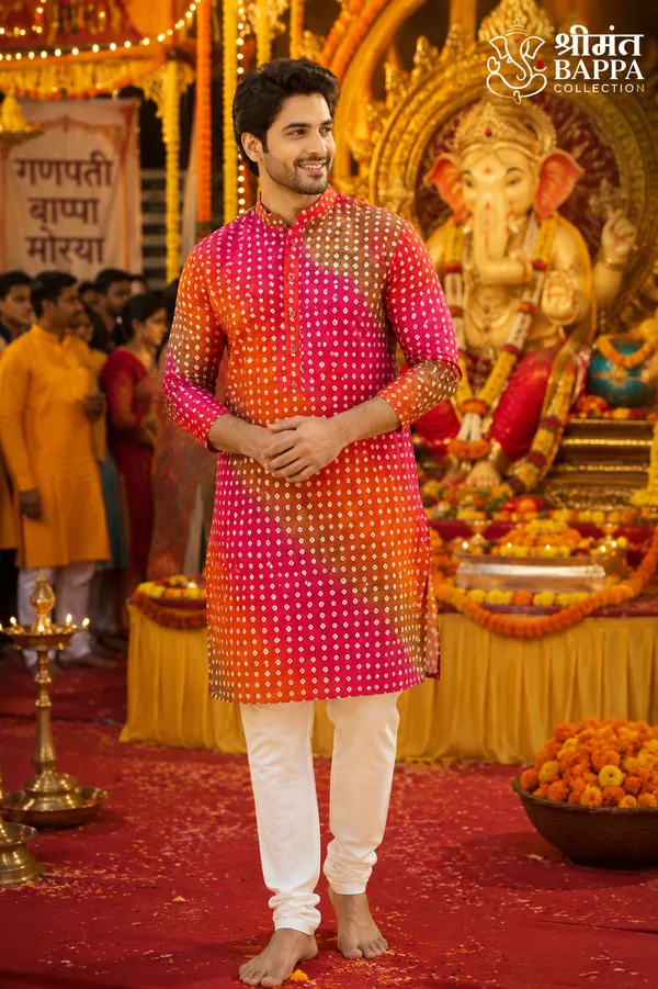 Festive_Red_Orange_Bandhani_Print_Kurta_Set
