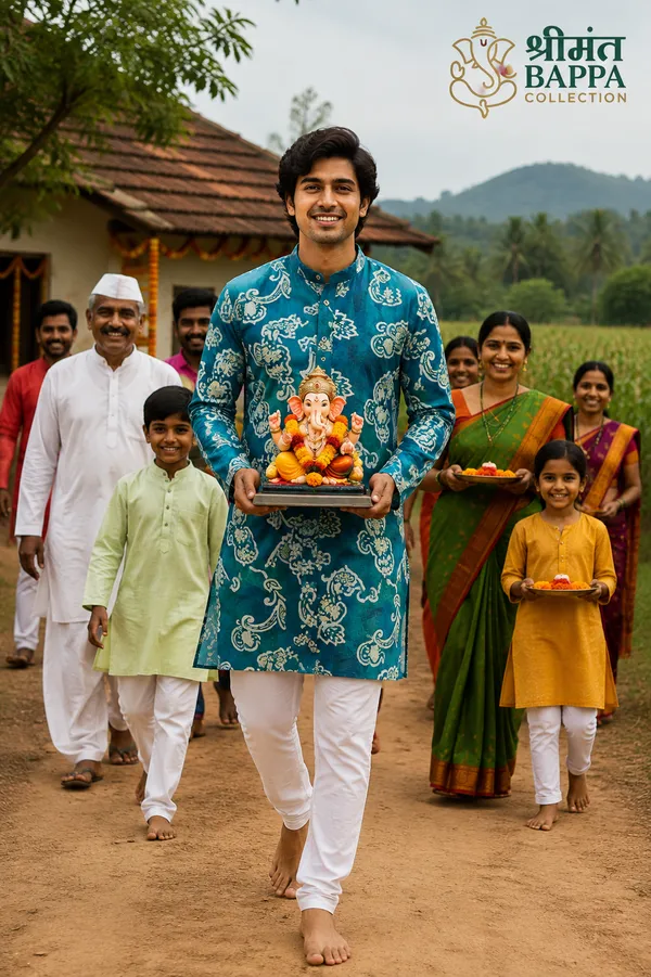 Teal_Blue_Floral_Print_Festive_Kurta_Set