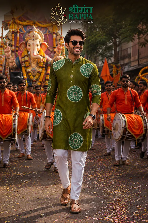 Olive_Green_Circular_Motif_Festive_Only_Kurta