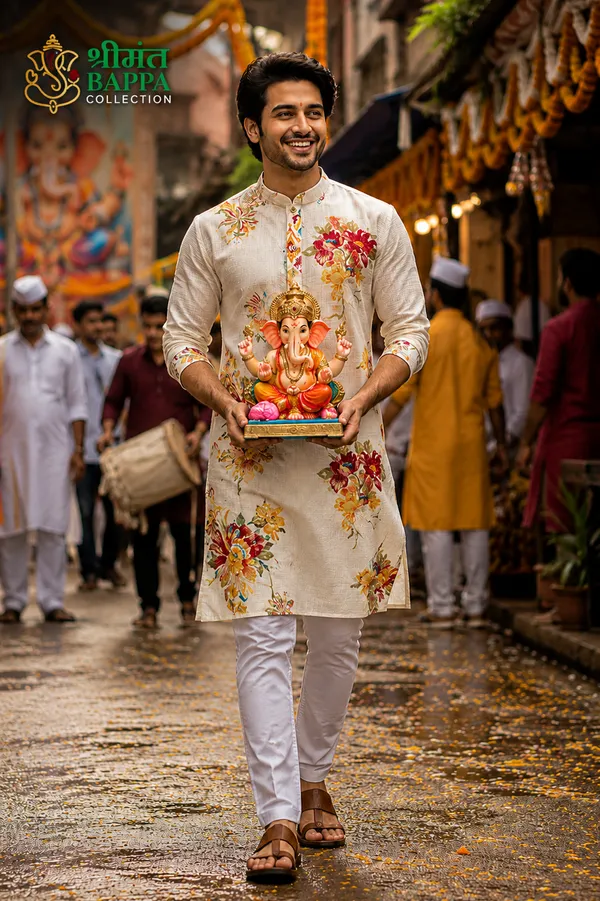 Ivory_Floral_Printed_Festive_Only_Kurta