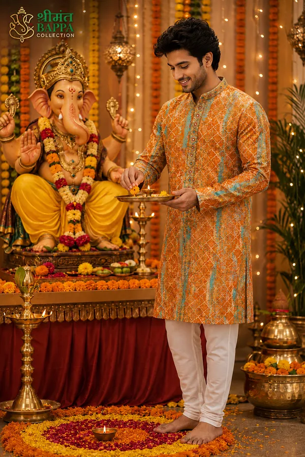 Festive_Orange_Printed_Only_Kurta