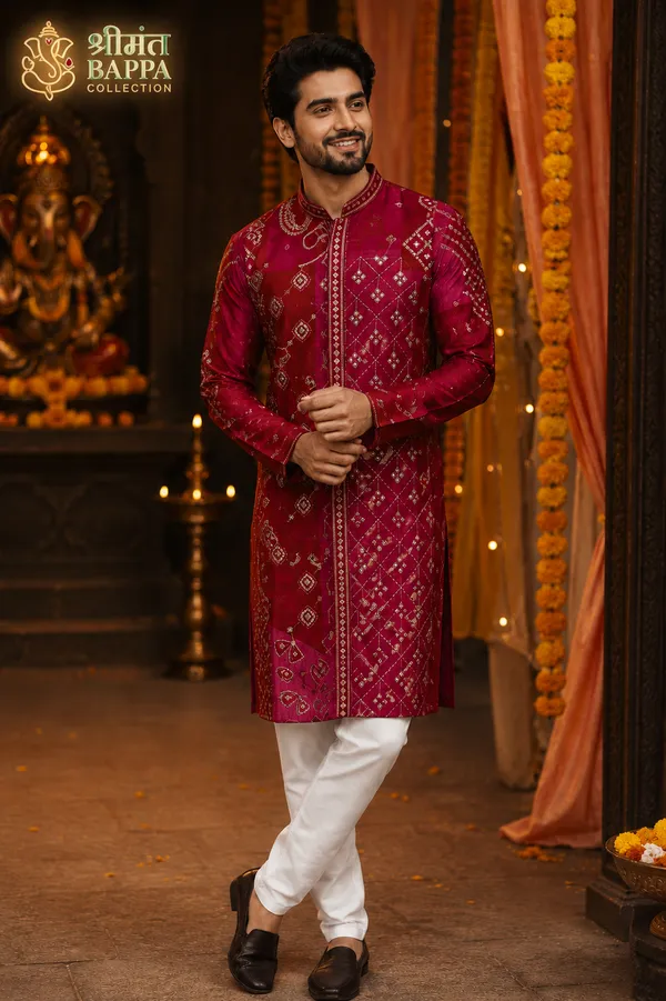 Royal_Magenta_Embroidered_Kurta