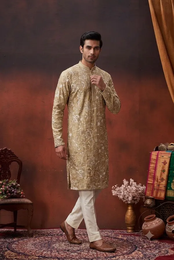 Golden_Beige_Floral_Embroidered_Kurta_Set_Coming_Soon
