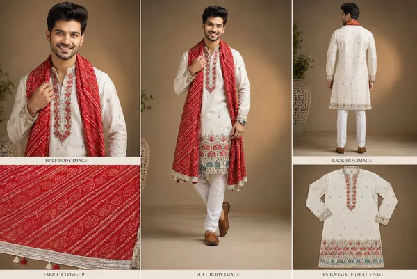 Ivory_Embroidered_Kurta_Set_With_Red_Bandhani_Dupatta_Coming_Soon