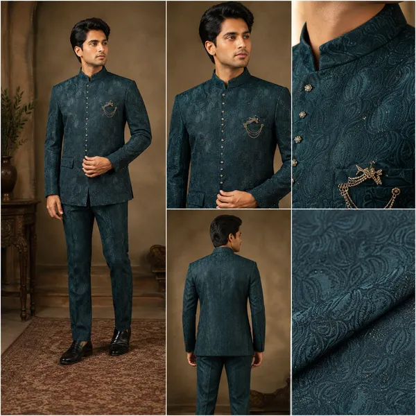 Deep_Teal_Jacquard_Jodhpuri_Bandhgala_Suit_Coming_Soon