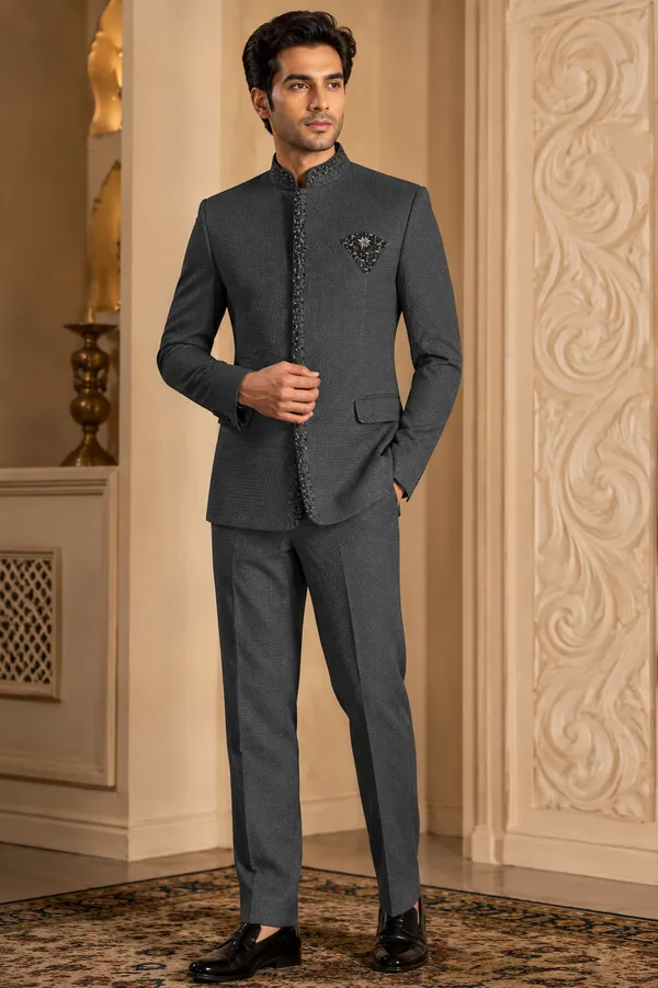 Charcoal_Grey_Embellished_Jodhpuri_Bandhgala_Suit_Coming_Soon