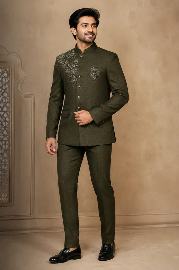 Olive_Green_Embellished_Jodhpuri_Bandhgala_Suit_Coming_Soon