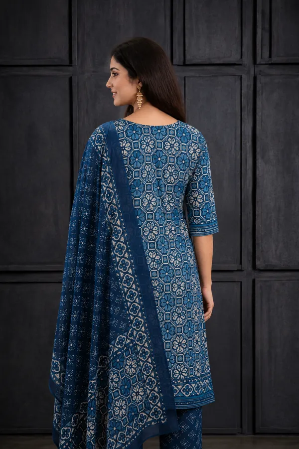 Women_S_Indigo_Blue_Printed_Kurta_Pant_Dupatta_Set_Blue