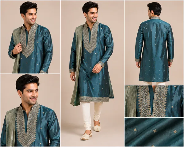 Teal_Blue_Embroidered_Silk_Kurta_With_Dupatta_Coming_Soon
