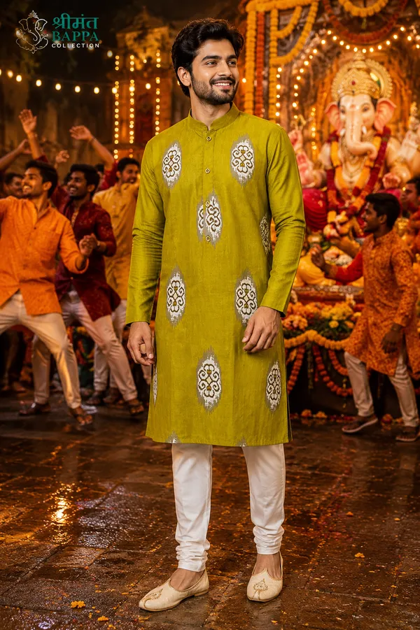 Mehendi_Green_Printed_Festive_Kurta