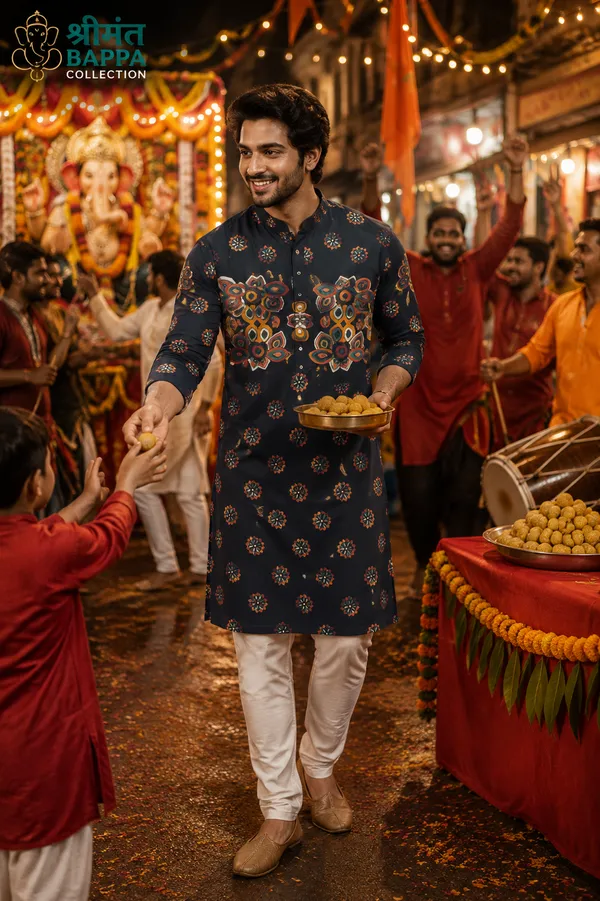 Navy_Blue_Multicolour_Printed_Festive_Kurta_For_Men