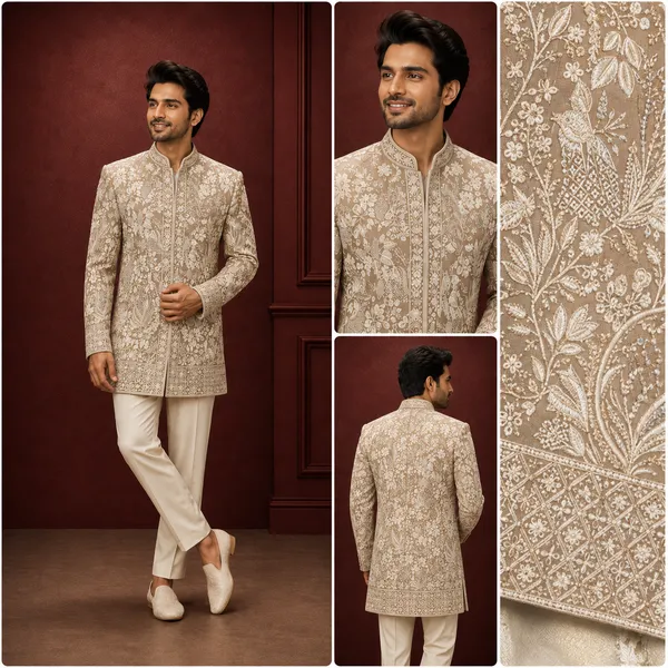 Beige_Floral_Embroidered_Indo_Western_Sherwani_Coming_Soon