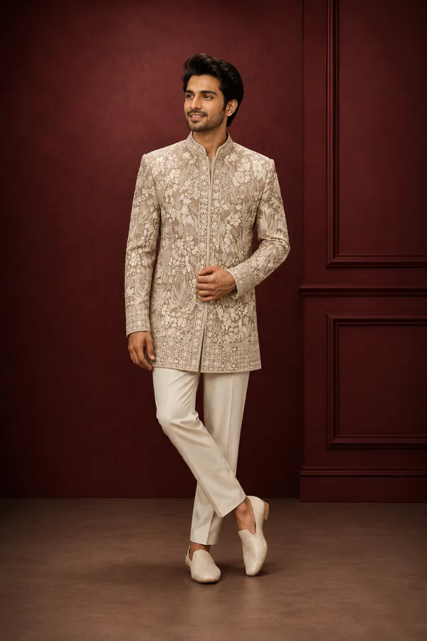 Beige_Floral_Embroidered_Indo_Western_Sherwani_Coming_Soon